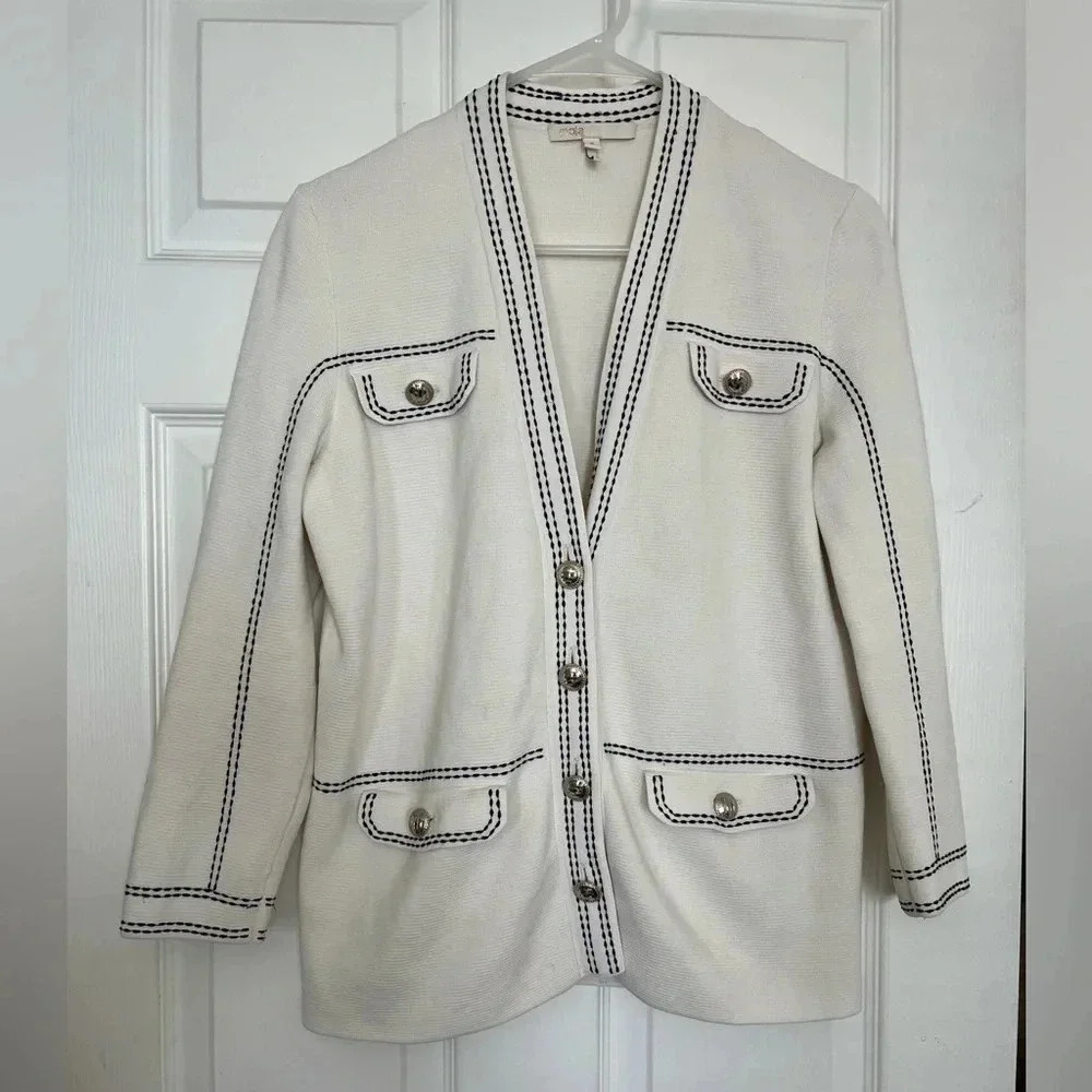 MAJE Mollie Topstitch Cardigan - Picture 2 of 9